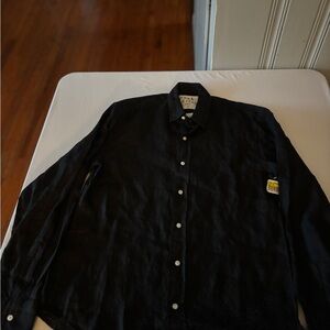 Frank & Eileen Black Button-Down 100% Linen Long Sleeve Shirt NWT made in Italy
